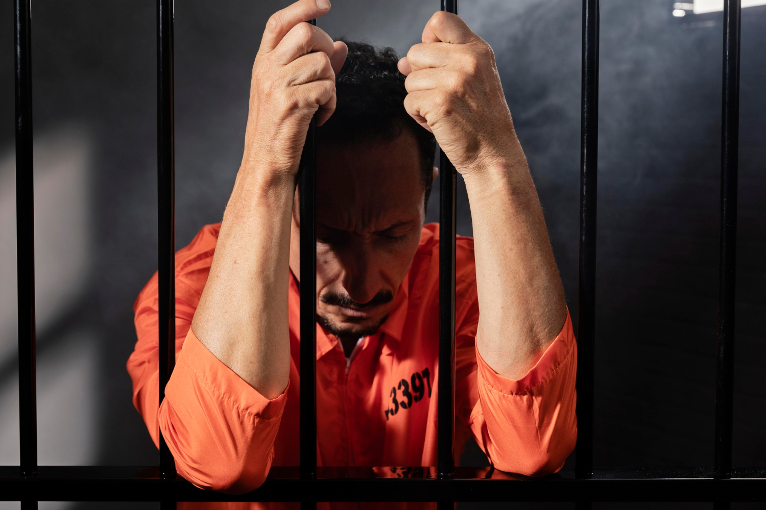 Middle aged man in jail