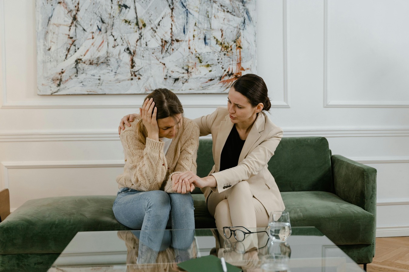 a woman undergoing a court-therapy session