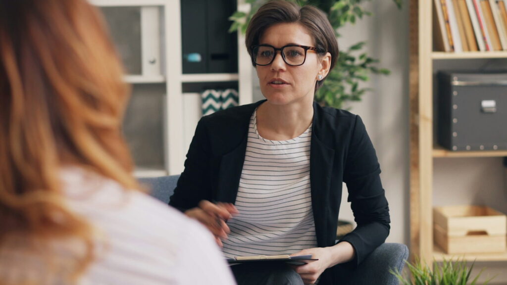 A woman seeing a clinical psychologist
