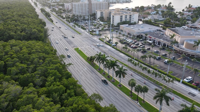 aerial road view in North Miami, FL
