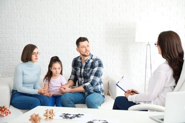 Family completing a brief screening