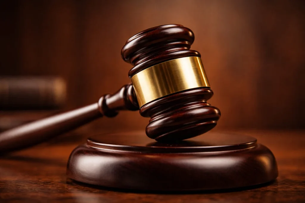 Family court gavel and custody documents for court - ordered therapy