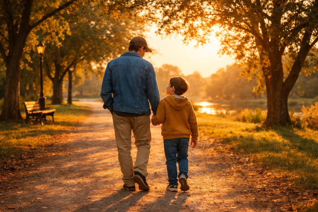 Parent and child reconnecting after reunification therapy progress