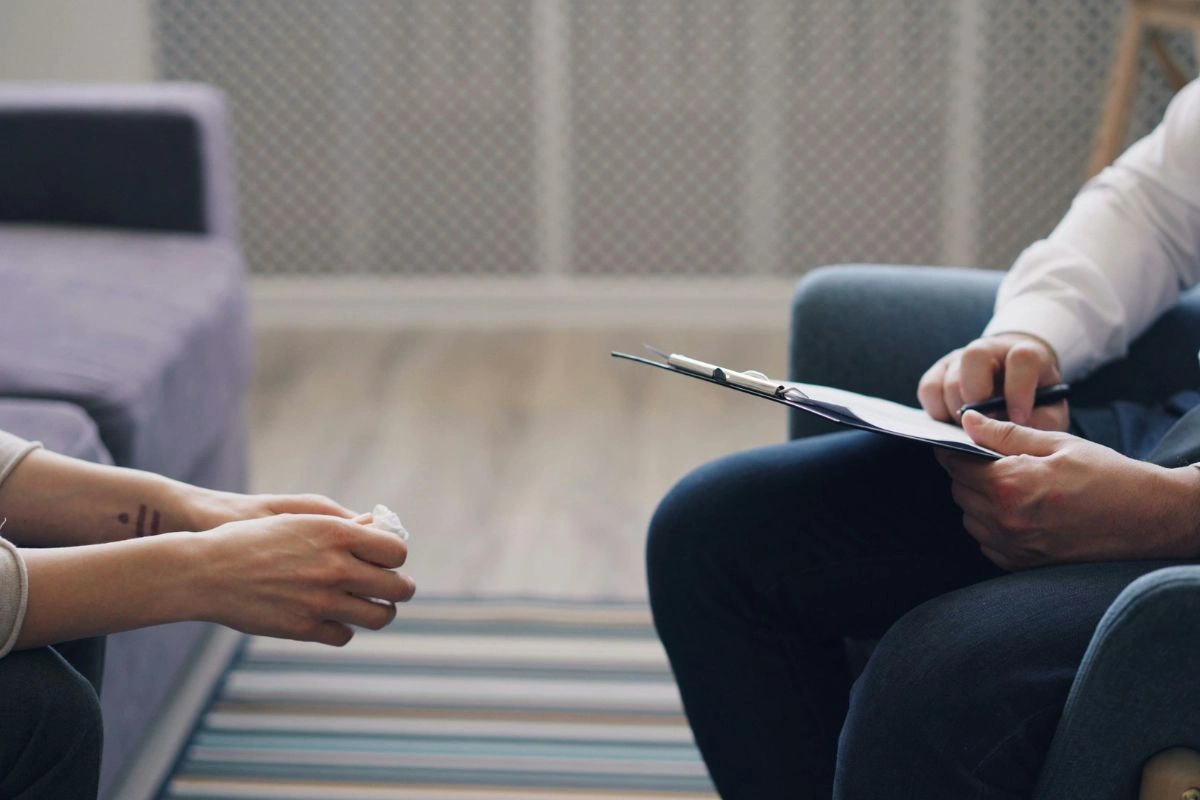 Adult in private pay psychological testing session with psychologist