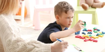 Child undergoing a psychoeducational evaluation session