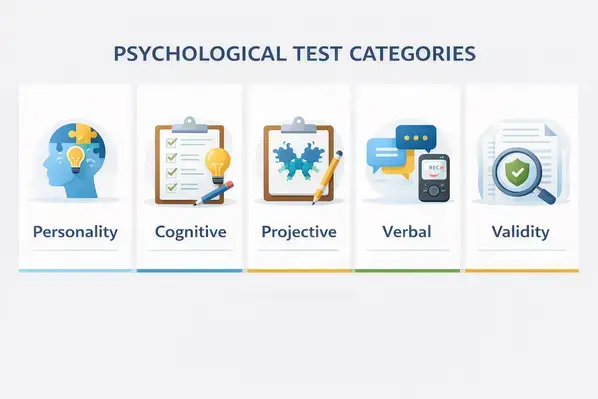 Person completing a psychological test in a professional evaluation setting