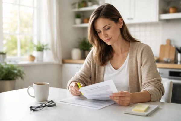 Parent reviewing psychoeducational assessment report for child ADHD diagnosis