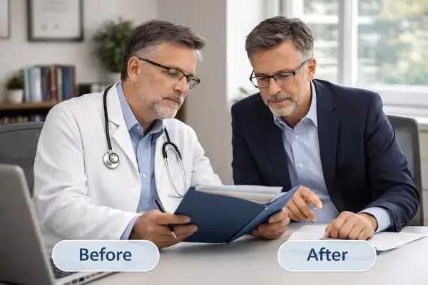 Psychologist and psychiatrist collaborating on patient care

