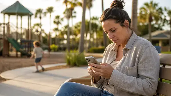 Co-parent receiving right of first refusal notification on phone