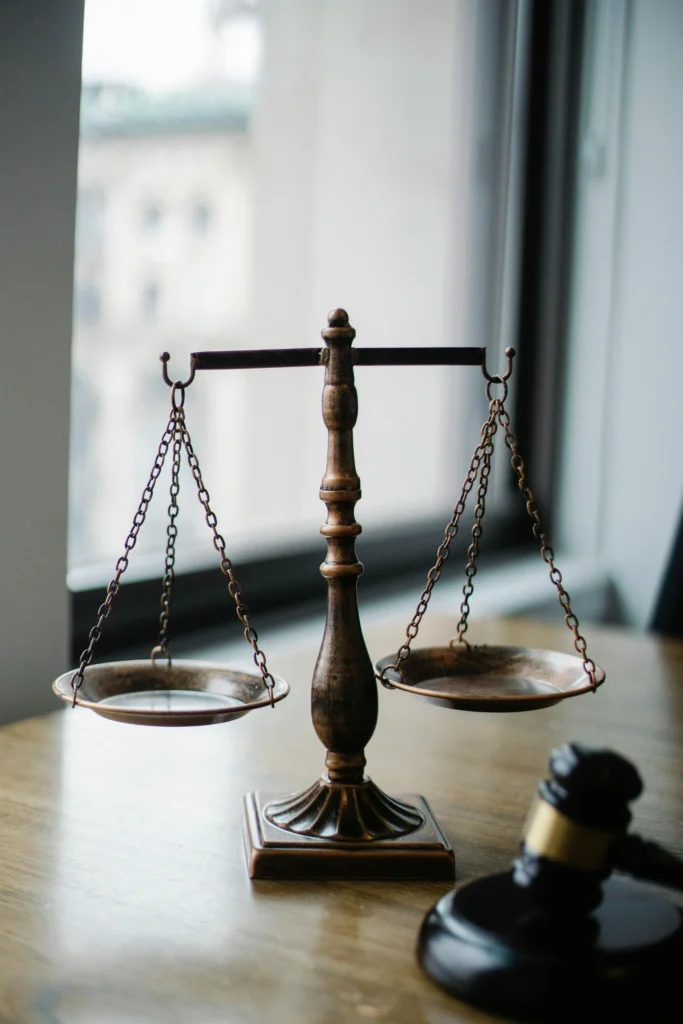Judgement scale and gavel