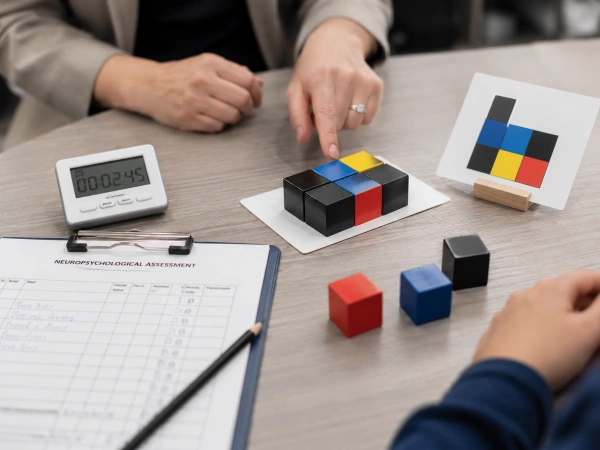 Cognitive testing blocks used during a neuropsychological evaluation