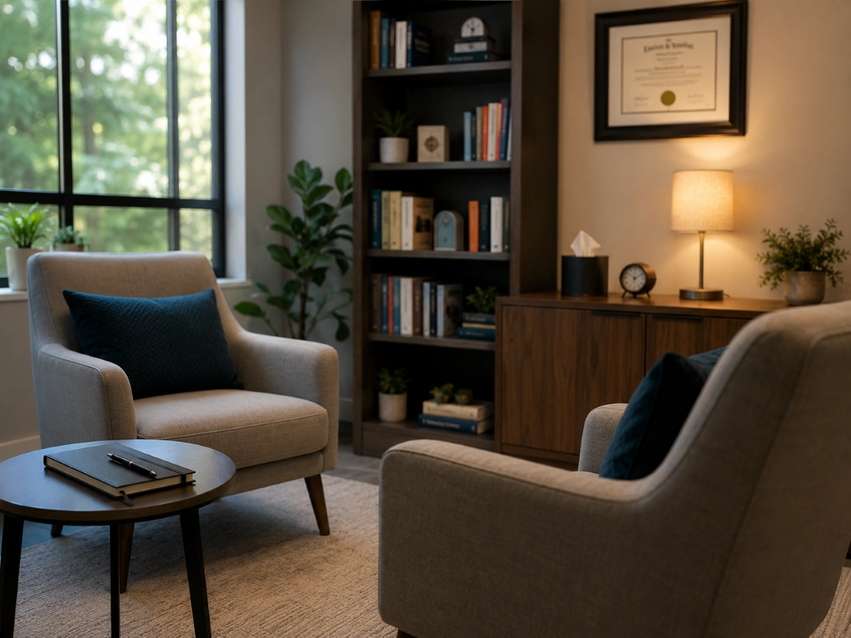 Quiet office prepared for a personal injury psychological evaluation