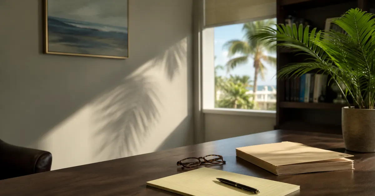 Florida custody evaluation case file on a forensic psychologist's desk in Palm Beach County