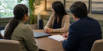 Psychologist conducting an immigration evaluation with a professional interpreter