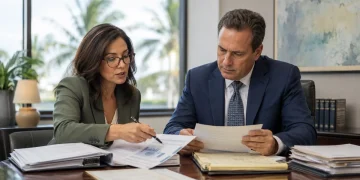 Florida attorney and forensic psychologist reviewing evidence for a personal injury psychological evaluation