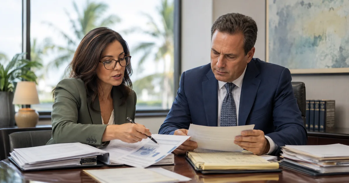 Florida attorney and forensic psychologist reviewing evidence for a personal injury psychological evaluation