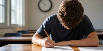 Teen taking a timed test, illustrating SAT and ACT accommodations for Florida students