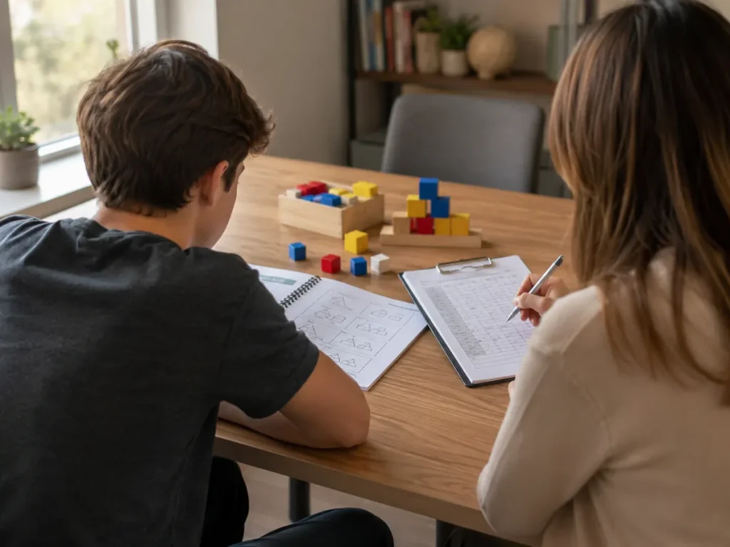 Psychoeducational evaluation session measuring how a teen thinks and learns
