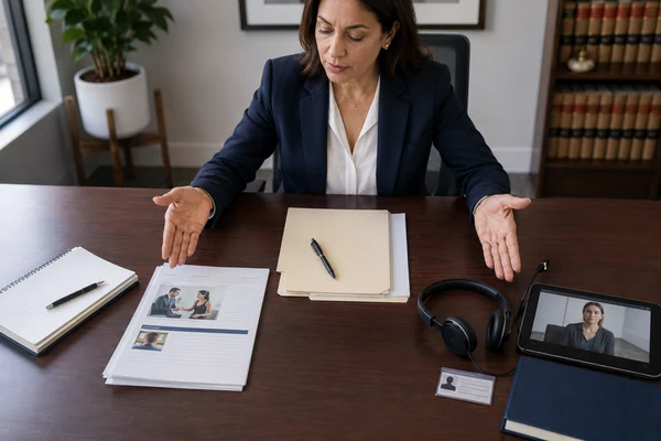 Attorney reviewing bilingual psychologist and interpreter options for an evaluation