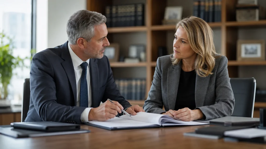 Attorney and forensic psychologist reviewing a case file together, illustrating how to choose a court-ready evaluator in Palm Beach County