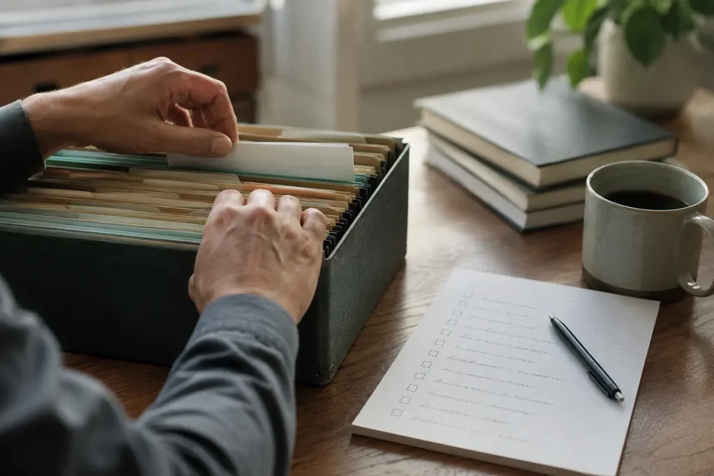 organizing documents and a checklist