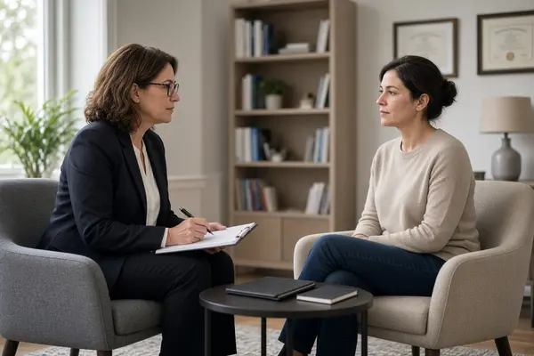 a patient consulting a psychologist