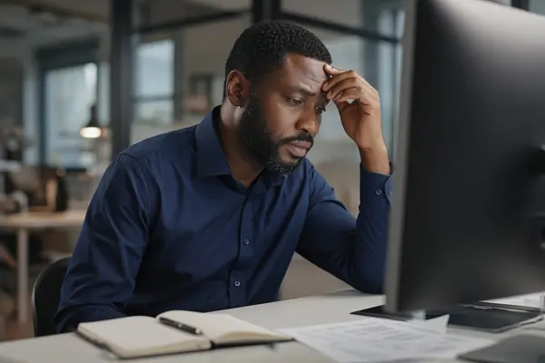 Professional experiencing physical effects of work stress