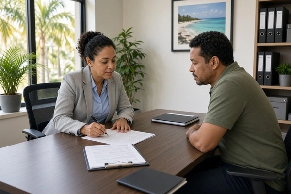 Probation officer discussing an alternative sanction