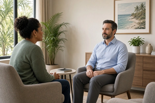 Adult attending a professional therapy session