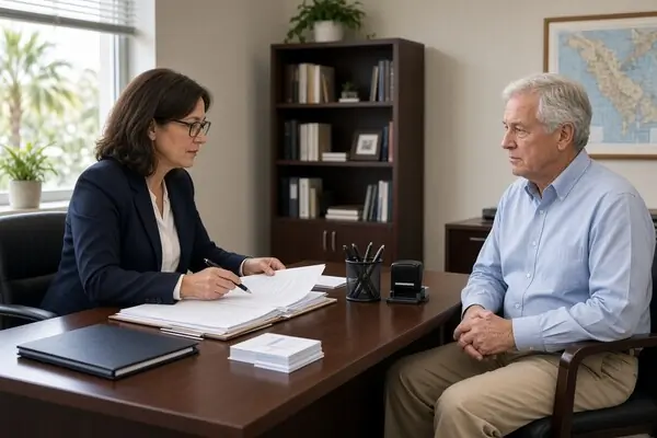 Psychologist reviewing records during a capacity evaluation