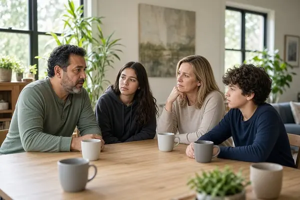 Family considering grief therapy together