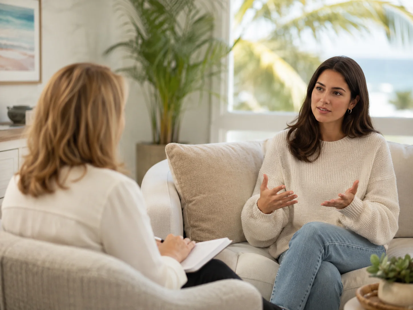 Therapy session in a calm office at FC PsychExperts, Palm Beach County