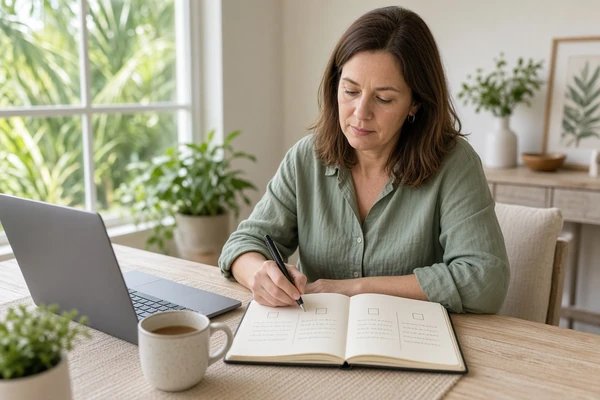 Woman considering whether to choose a licensed therapist, life coach or psychological evaluation.